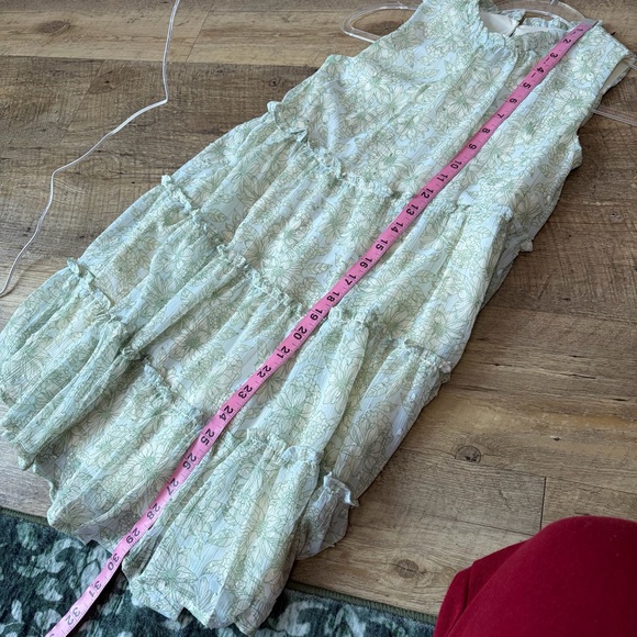 Tahari Girls Floral Metallic Striped Tiered Dress - Picture 7 of 12